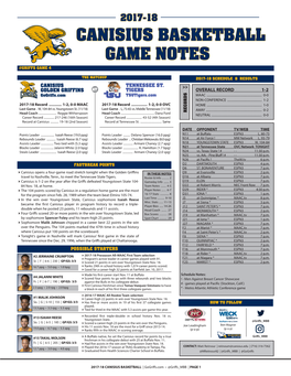 Canisius Basketball Game Notes #Griffs Game 4