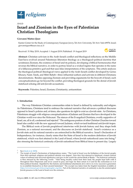 Israel and Zionism in the Eyes of Palestinian Christian Theologians