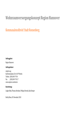 Kommunalsteckbrief Stadt Ronnenberg