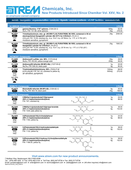 Chemicals, Inc. New Products Introduced Since Chemiker Vol