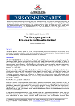 RSIS COMMENTARIES RSIS Commentaries Are Intended to Provide Timely And, Where Appropriate, Policy Relevant Background and Analysis of Contemporary Developments