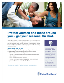 Protect Yourself and Those Around You — Get Your Seasonal Flu Shot