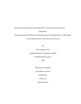 Intersectional Approaches to African American Addiction Dissertation