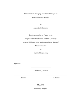 Miniaturization, Packaging, and Thermal Analysis of Power Electronics Modules