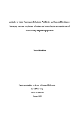 Attitudes to Upper Respiratory Infections, Antibiotics and Bacterial Resistance