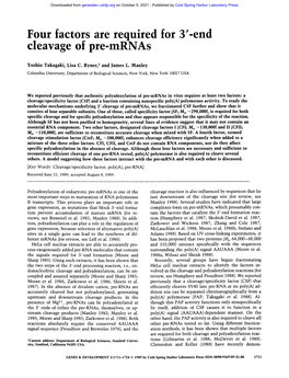 Four Factors Are Required for 3'-End Cleavage of Pre-Mrnas