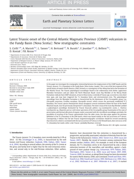 Latest Triassic Onset of the Central Atlantic Magmatic Province (CAMP) Volcanism in the Fundy Basin (Nova Scotia): New Stratigraphic Constraints