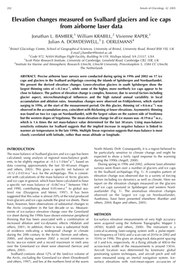 Elevation Changes Measured on Svalbard Glaciers and Ice Caps from Airborne Laser Data