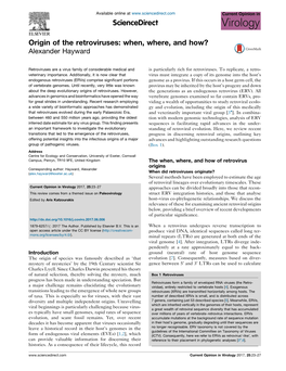 Origin of the Retroviruses: When, Where, and How?