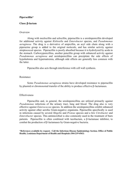 Β-Lactam Overview Along with Mezlocillin and Azlocillin