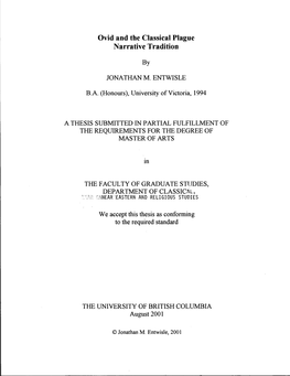 Ovid and the Classical Plague Narrative Tradition