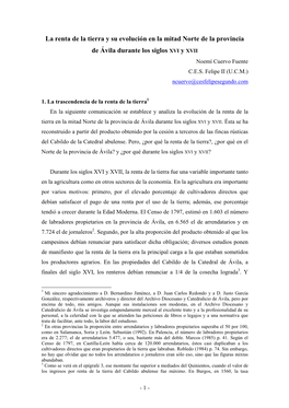 La Renta De La Tierra Y Su Evolución En La Mitad Norte De La Provincia De