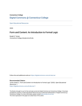 Form and Content: an Introduction to Formal Logic