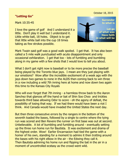 Sermons 2015 – Letting Go