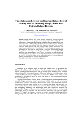 The Relationship Between Workload and Fatigue Level of Laundry Workers in Dalung Village, North Kuta District, Badung Regency