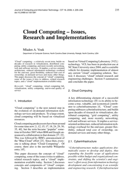 Cloud Computing – Issues, Research and Implementations