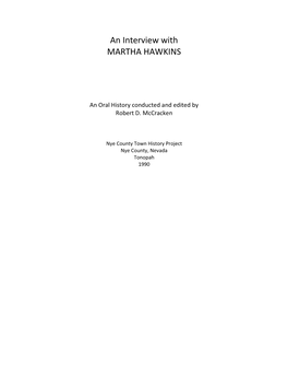 An Interview with MARTHA HAWKINS