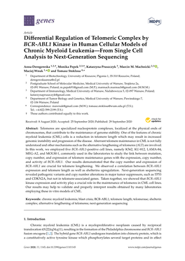 Differential Regulation of Telomeric Complex by BCR-ABL1 Kinase In