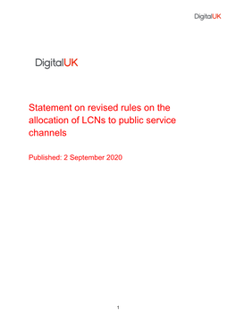 Statement on Revised Rules on the Allocation of Lcns to Public Service Channels