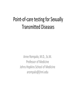 Point-Of-Care Testing for Sexually Transmitted Diseases