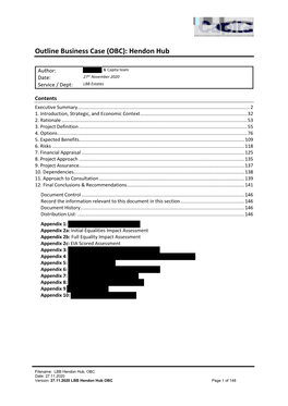 Outline Business Case for Hendon