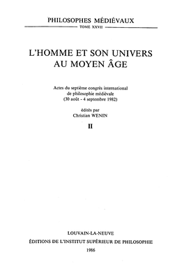 L'homme Et Son Univers Aumoyen Äge