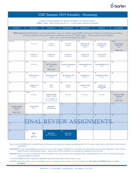 Final Review Assignments