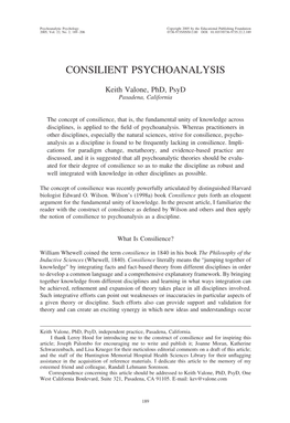 Consilient Psychoanalysis