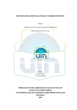 Konsep Sosialisme Islam HOS Tjokroaminoto” Adalah Dibuat Untuk Diajukan Sebagai Salah Satu Syarat Untuk Mencapai Sarjana