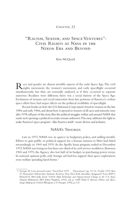 “Racism, Sexism, and Space Ventures”: Civil Rights 42 at NASA in the Nixon Era and Beyond