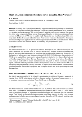 Study of Astronomical and Geodetic Series Using the Allan Variance 1