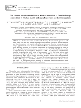 The Chlorine Isotopic Composition of Martian Meteorites 1: Chlorine Isotope Composition of Martian Mantle and Crustal Reservoirs and Their Interactions