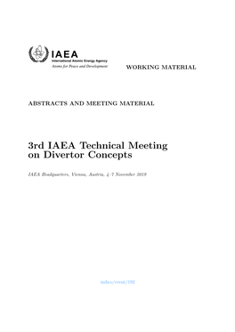 3Rd IAEA Technical Meeting on Divertor Concepts