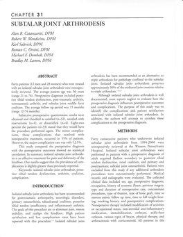 Subtalar Joint Arthrodesis