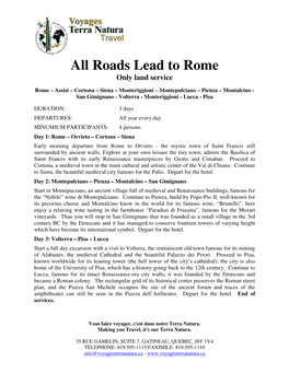 All Roads Lead to Rome Only Land Service