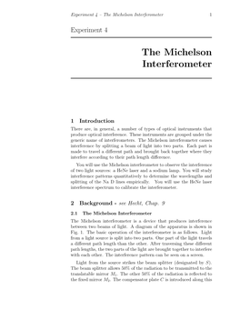 The Michelson Interferometer 1