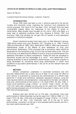 Effects of Winds on World Class Long Jump