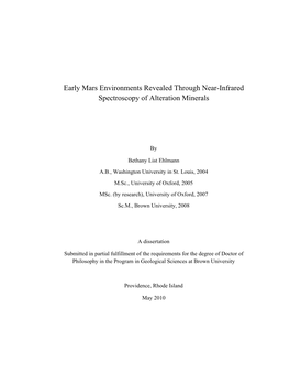 Early Mars Environments Revealed Through Near-Infrared Spectroscopy of Alteration Minerals