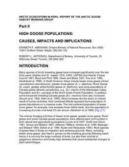 Part II HIGH GOOSE POPULATIONS: CAUSES, IMPACTS and IMPLICATIONS