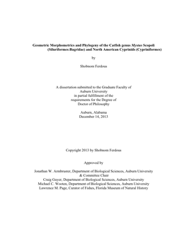 Geometric Morphometrics and Phylogeny of the Catfish Genus Mystus Scopoli (Siluriformes:Bagridae) and North American Cyprinids (Cypriniformes)