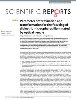 Parameter Determination and Transformation for the Focusing Of