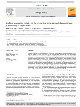 Stacking Low Carbon Policies on the Renewable Fuels Standard: Economic and Greenhouse Gas Implications