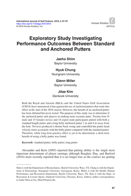 Exploratory Study Investigating Performance Outcomes Between Standard and Anchored Putters