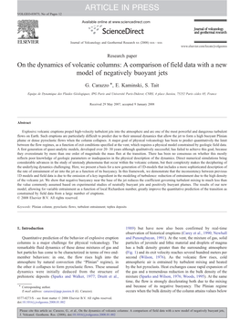 On the Dynamics of Volcanic Columns: a Comparison of Field Data with a New Model of Negatively Buoyant Jets ⁎ G