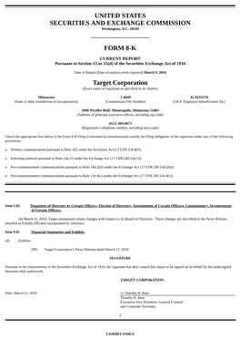 United States Securities and Exchange Commission Form