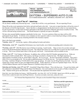 DAYTONA-SUPERBIRD AUTO CLUB WHEELS & DEALS Personal For