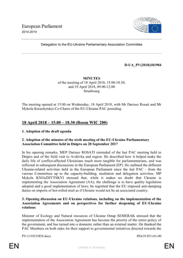 Minutes of the 7Th EU-Ukraine PAC, 18-19 April