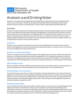 Anatoxin-A and Drinking Water Info Sheet