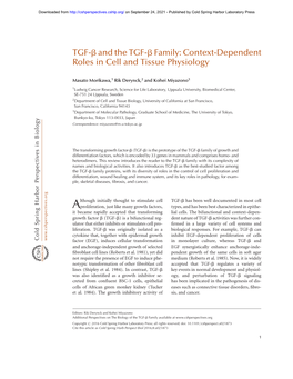 Context-Dependent Roles in Cell and Tissue Physiology