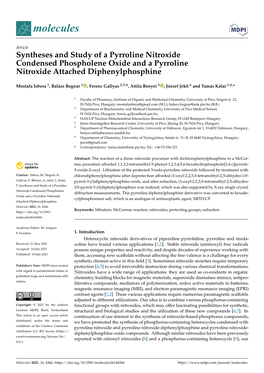 Syntheses and Study of a Pyrroline Nitroxide Condensed Phospholene Oxide and a Pyrroline Nitroxide Attached Diphenylphosphine